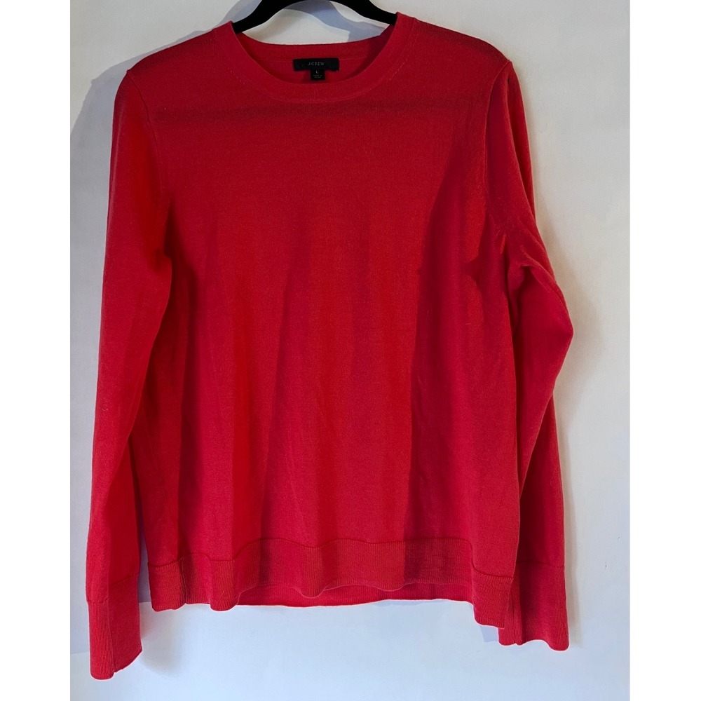J.Crew Womens Red Orange 100% Merino Wool Crewneck Sweater AM146 Size L
